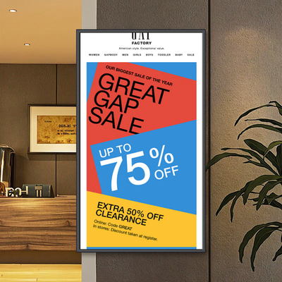 Ultra Thin 43Inch Wall Mounted Digital Signage Advertising Player Factory's Intelligent Motherboard Indoor Elevator 1 Year CMS