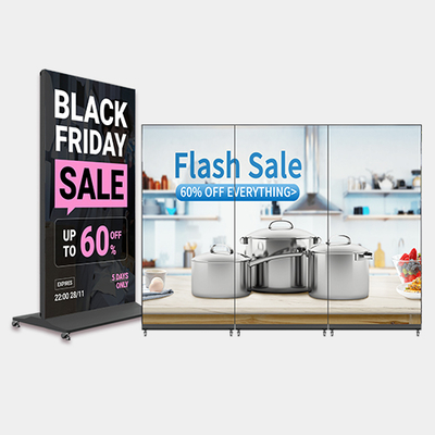 75' Floor Standing LCD Digital Signage Poster Display  LCD Splicing Screen   for Shopping Mall Events Elevators IP65 Floor Stand