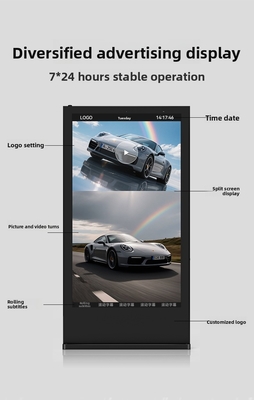 75''85''98''  High-Brightness Waterproof Lightning Protected Outdoor Lcd Vertical Advertising Machine IP65 Indoor Digital Poster